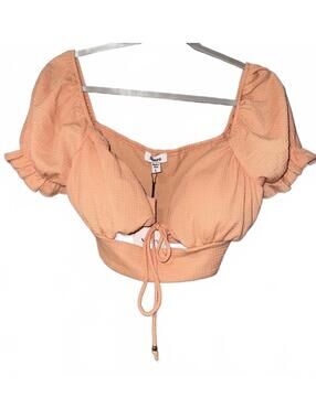 Shero Peach Puff Sleeve Crop Top